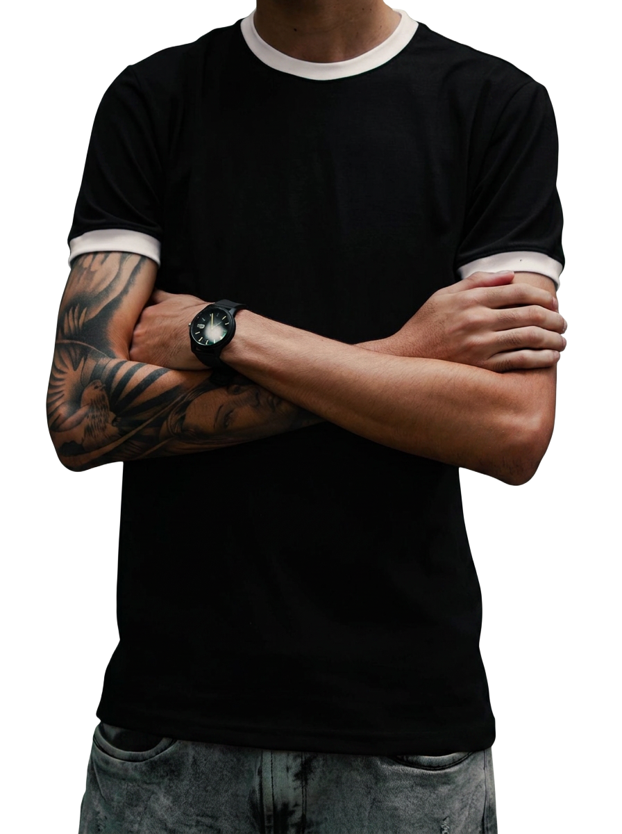 Camiseta Ringer Preto & Branco